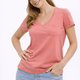 Fashion Friends 26Y0147K1 Kadın V Yaka Cepli T-Shirt