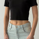 Quzu 26Ytsh01794 Basic Crop Kadın T-Shirt