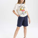Defacto Kız Çocuk Baskılı Şort B0847A8