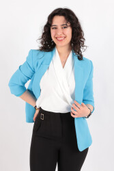 Ayhan 90179 Kadın Blazer Ceket Mavi 