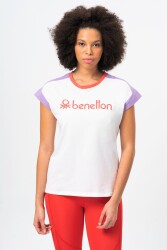 Benetton Bnt-W20377-23Y Kadın T-Shirt Beyaz 