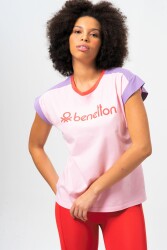 Benetton Bnt-W20377-23Y Kadın T-Shirt Pembe 