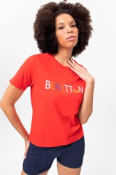 Benetton Bnt-W20382-23Y Kadın T-Shirt Kırmızı 