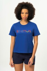 Benetton Bnt-W20382-23Y Kadın T-Shirt Lacivert 