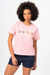 Benetton Bnt-W20382-23Y Kadın T-Shirt Pembe 