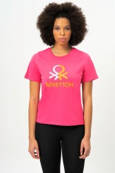 Benetton Bnt-W20393-23Y Kadın T-Shirt Pembe 