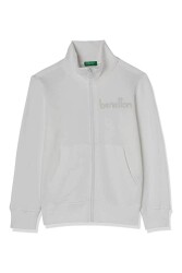 Benetton United Colors Of 222A3J68C502D Erkek Çocuk Fermuarlı Sweatshirt Beyaz 