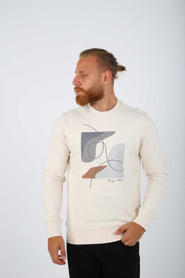 Brango 90081 Erkek Sweat Shirt Krem 90081 1597 DGN Online