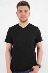 Cazador 4601 Erkek V Flamlı T-Shirt Siyah 