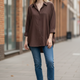 İkoll 0036222 Kadın Çizgili Oversize Gömlek