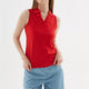 Fashion Friends 25Y0516K1 Kadın Polo V Yaka Kolsuz T-Shirt