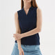 Fashion Friends 25Y0516K1 Kadın Polo V Yaka Kolsuz T-Shirt
