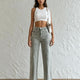 Lacarino 7869 Wide Leg Kadın Gül Baskılı Jean Pantolon