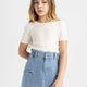 Defacto B3054A8 Ss Kız Çocuk Slim Fit Ribana Kısa Kollu Tişört