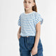 Defacto B6697A8 Kız Çocuk Oversize Fit Jersey Çizgili Kısa Kollu Tişört