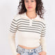Hadise 4084 Polo Yaka Çizgili Crop Kazak