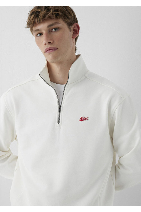 Mavi M0S10613-70057 Mavi Yarım Fermuarlı Sweatshırt Kırık Erkek Sweatshirt