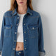 Mavi M1210819-A3846 Angela Mid Blue Classic Denim Kadın Jean Gömlek