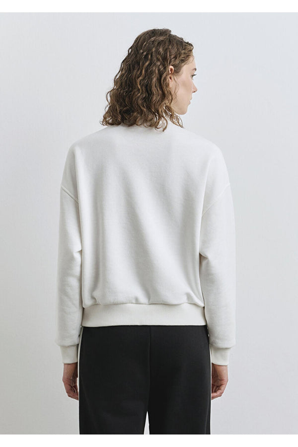 Mavi M1S10373-70057 Logo Baskılı Sweatshırt Kırık Beyaz Kadın Sweatshirt