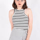 Busem S0016156 Kadın Slim Fit Çizgili Halter Yaka Fitilli Kaşkorse Atlet