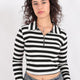 Hadise 1541 Yarım Fermuarlı Çizgili Crop