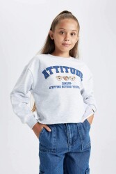 Defacto B3708A8-Fw Kız Çocuk Sweatshirt Gri 