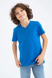 Defacto K1693A6 Erkek Çocuk T-Shirt Mavi - DEFACTO