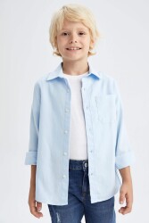 Defacto T8854A6-Fw Erkek Çocuk Uzun Kollu Gömlek Mavi 