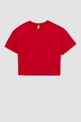 Defacto Z5095A6 Kız Çocuk T-Shirt Kırmızı 