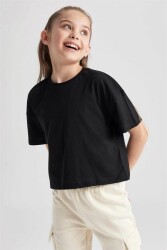 Defacto Z5095A6 Kız Çocuk T-Shirt Siyah 