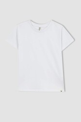Defacto Z7718A6 Kız Çocuk T-Shirt Beyaz 