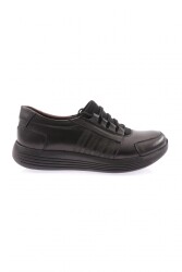Dgn 1045-23Y Kadin Dolgu Taban Lastik Bağcikliı Comfort Ayakkabi Siyah 
