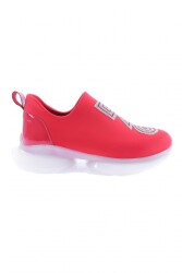 Dgn 1053-23Y Kadin Kalin Taban Strech Detayli Silver Taşli Sneakers Ayakkabi Kırmızı 