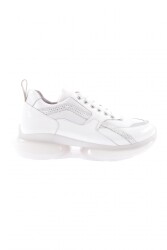 Dgn 1064-23Y Kadin Kalin Taban Silver Taşli Sneakers Ayakkabi Beyaz 