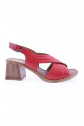 Dgn 12003-22Y Kadin Çapraz Bant Kisa Topuklu Sandalet Kırmızı 