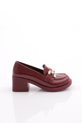 Dgn Taş Tokali Loafer Kadın Ayakkabi Bordo 3214535 - DGN