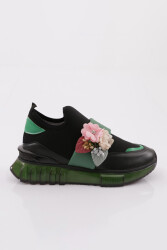 Dgn 240 Kadin Çiçek Detayli Sneakers Yeşil 