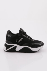 Dgn 314 Kadin Kristal Taşli Bağcikli Sneakers Ayakkabi Siyah 
