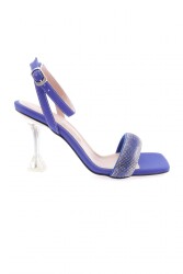 Dgn 5161-1-23Y Kadin Silver Taşli Bilekten Bağli Topuklu Ayakkabi Mavi 