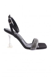 Dgn 5161-1-23Y Kadin Silver Taşli Bilekten Bağli Topuklu Ayakkabi Siyah 