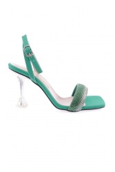 Dgn 5161-1-23Y Kadin Silver Taşli Bilekten Bağli Topuklu Ayakkabi Yeşil 