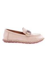 Dgn Kadın Dikiş Detayli Metal Tokali Loafer Ayakkabi Bej 71132110 - DGN