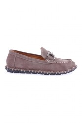 Dgn Kadın Dikiş Detayli Metal Tokali Loafer Ayakkabi Gri 71132110 - DGN