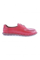 Dgn 601-23Y Kadin Dikiş Detayli Önden Bağcikli Loafer Ayakkabi Kırmızı 