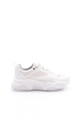 Dgn 65118 Kadin Bağcikli Sneaker Ayakkabi Beyaz 