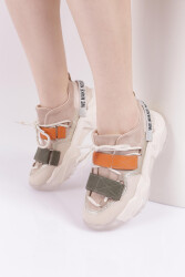 DGN KADIN MEGA KALIN TABAN SİMLİ CIRTLI SNEAKERS AYAKKABI Bej 762513138 - DGN