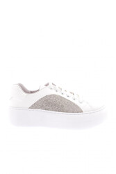 Dgn 877-23Y Kadin Bağcikli Yanlari Silver Taşli Sneaker Ayakkabi Beyaz 