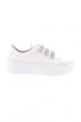 Dgn 878-23Y Kadin Cirtli Bantlari Silver Taşli Sneaker Ayakkabi Beyaz 