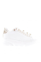 Dgn Es864-23Y Kadin Kalin Kristal Taşli Sneakers Ayakkabi Beyaz 
