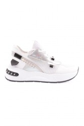 Dgn X9 23Y Kadin Kalin Taban File Detayli Bağcikli Sneakers Ayakkabi Beyaz 